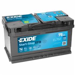 Batería de arranque para coche 75Ah. EXIDE ahora precios increíbles