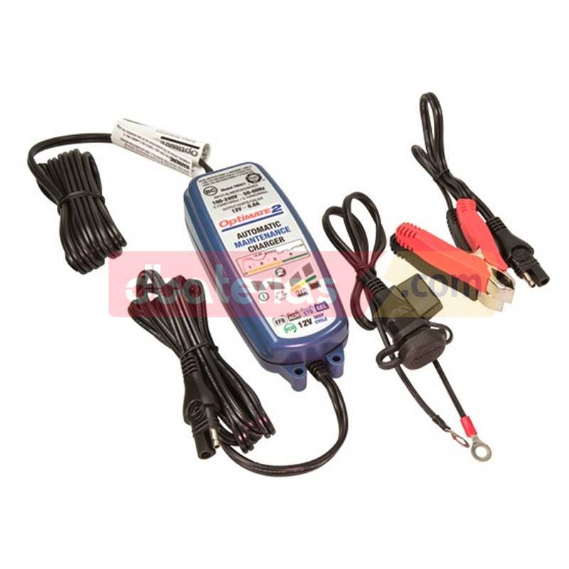 Cargador y mantenedor de baterías OPTIMATE 12 voltios para su moto.