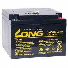 Batería AGM de 12V. 26Ah. VRLA Sellada | LONG baterías de calidad