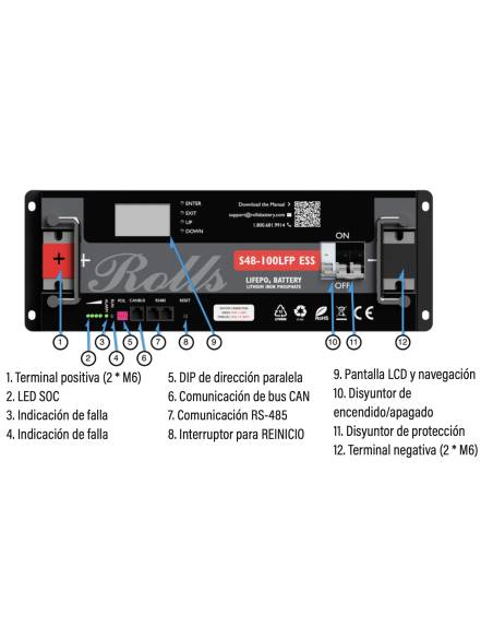 Batería de Litio 5.12 kWh 48V Rolls S48-100LFP ESS